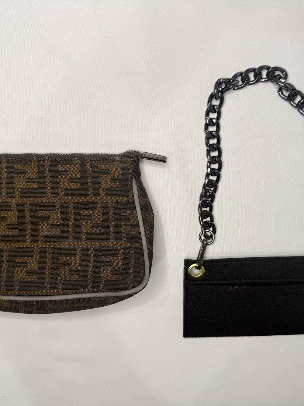 Fendi Brown Zucca Monogram Shoulder Bag with Black Chain Strap - Picture 5 of 11